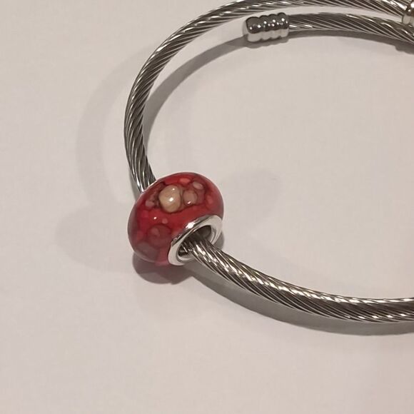 Silver Red‎ Watercolor Charm for Pandora Style Bracelet - Picture 5 of 6